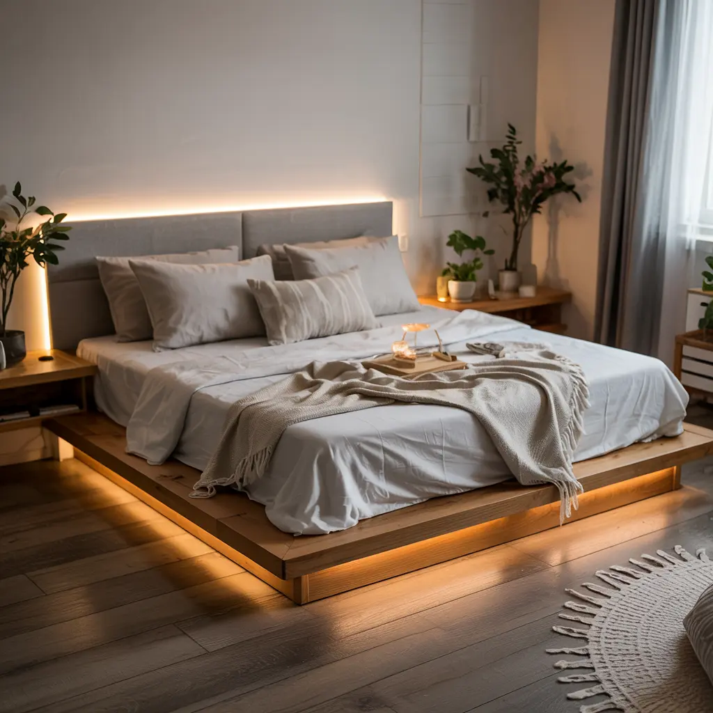 3. Under Bed LED Lighting for a Floating Bed Effect