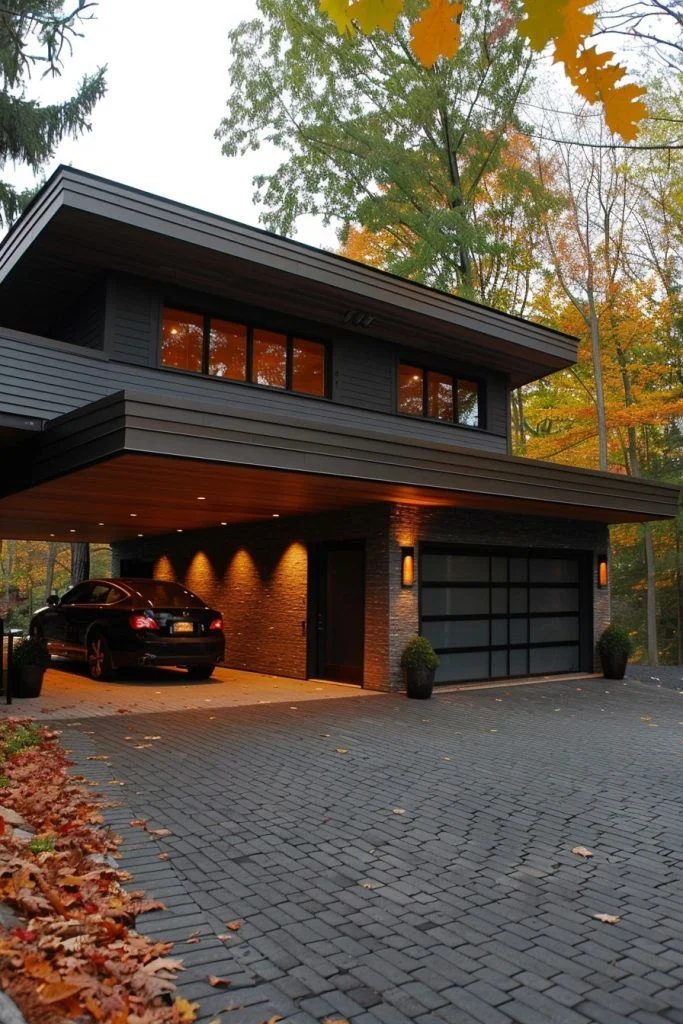 Contemporary Flat Roof Design with Built-In Garage