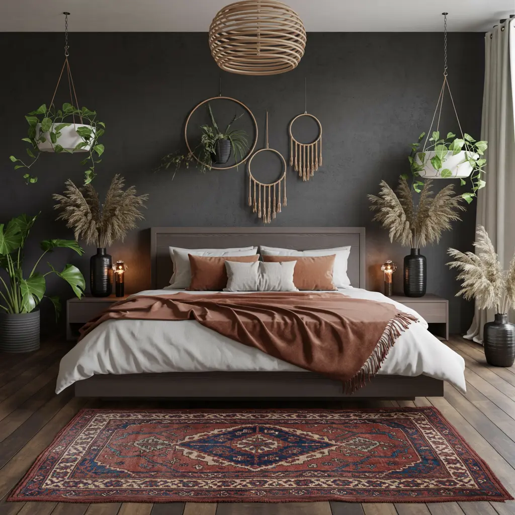 4. Layered Persian Rugs in Earthy Muted Tones