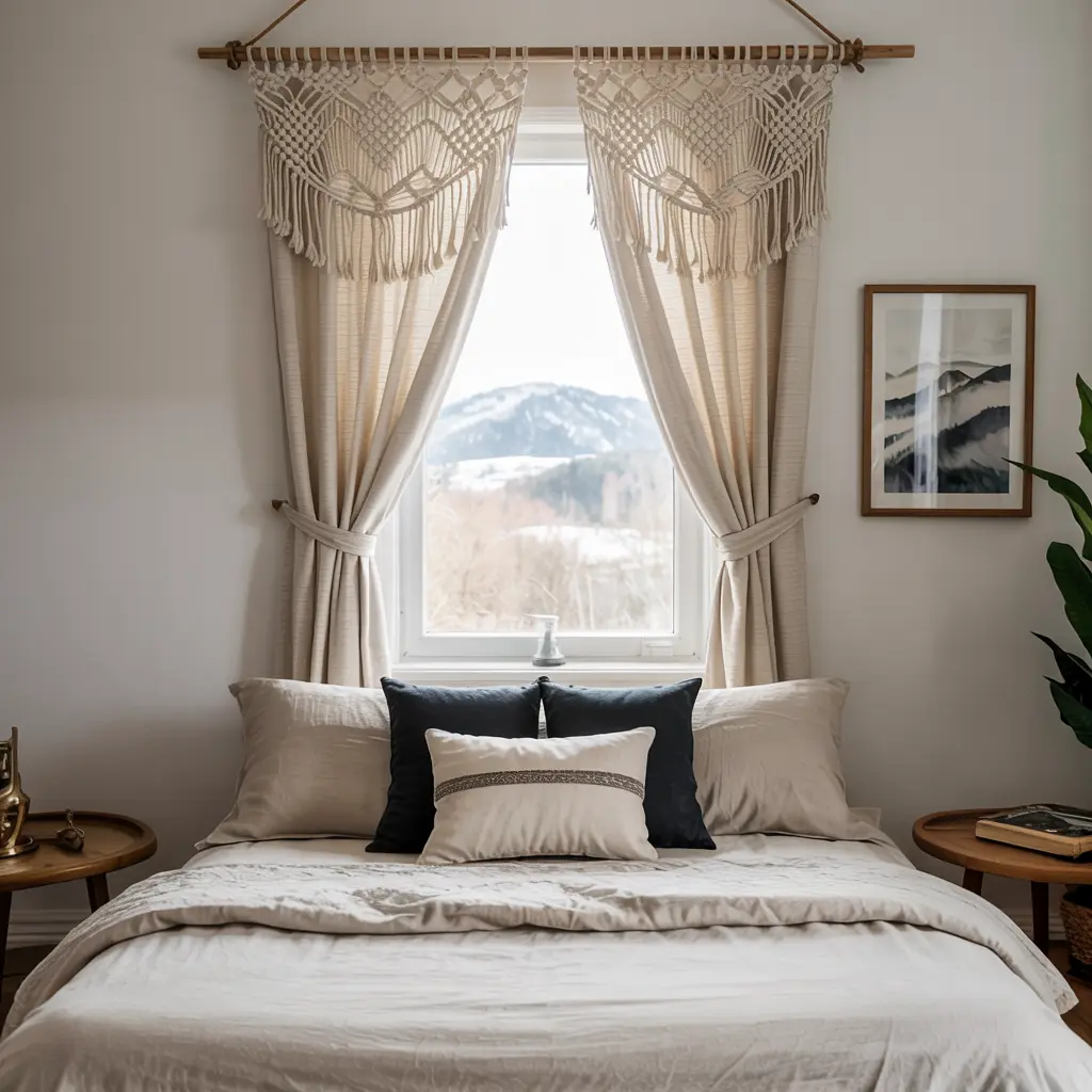 6.Boho Macrame Curtains for a Textured Artistic Touch