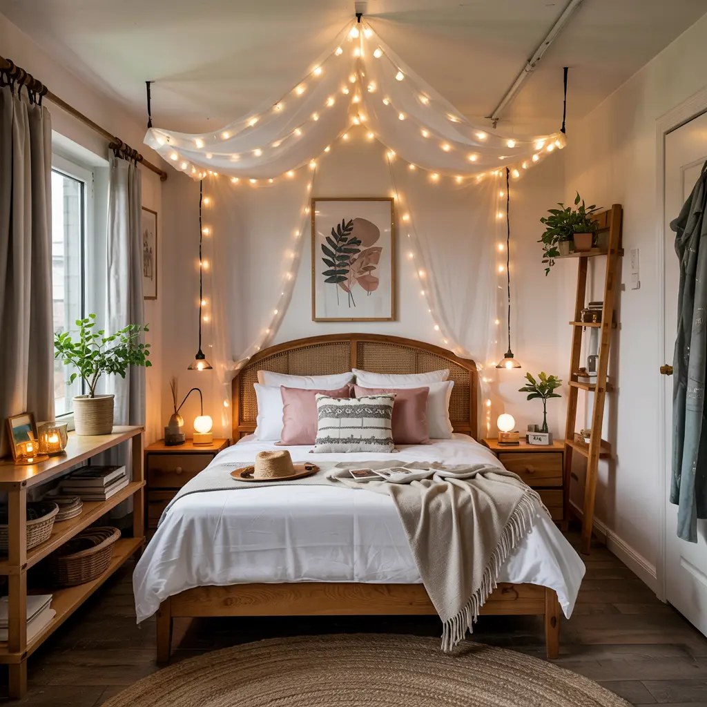 8. DIY LED Canopy Lights for a Dreamy Look