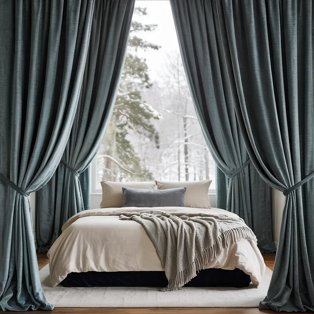 8.Velvet Curtains for a Luxe Cozy Ambiance