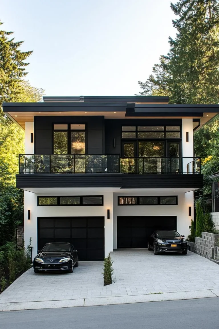Two-Story Modern House with a Double Garage