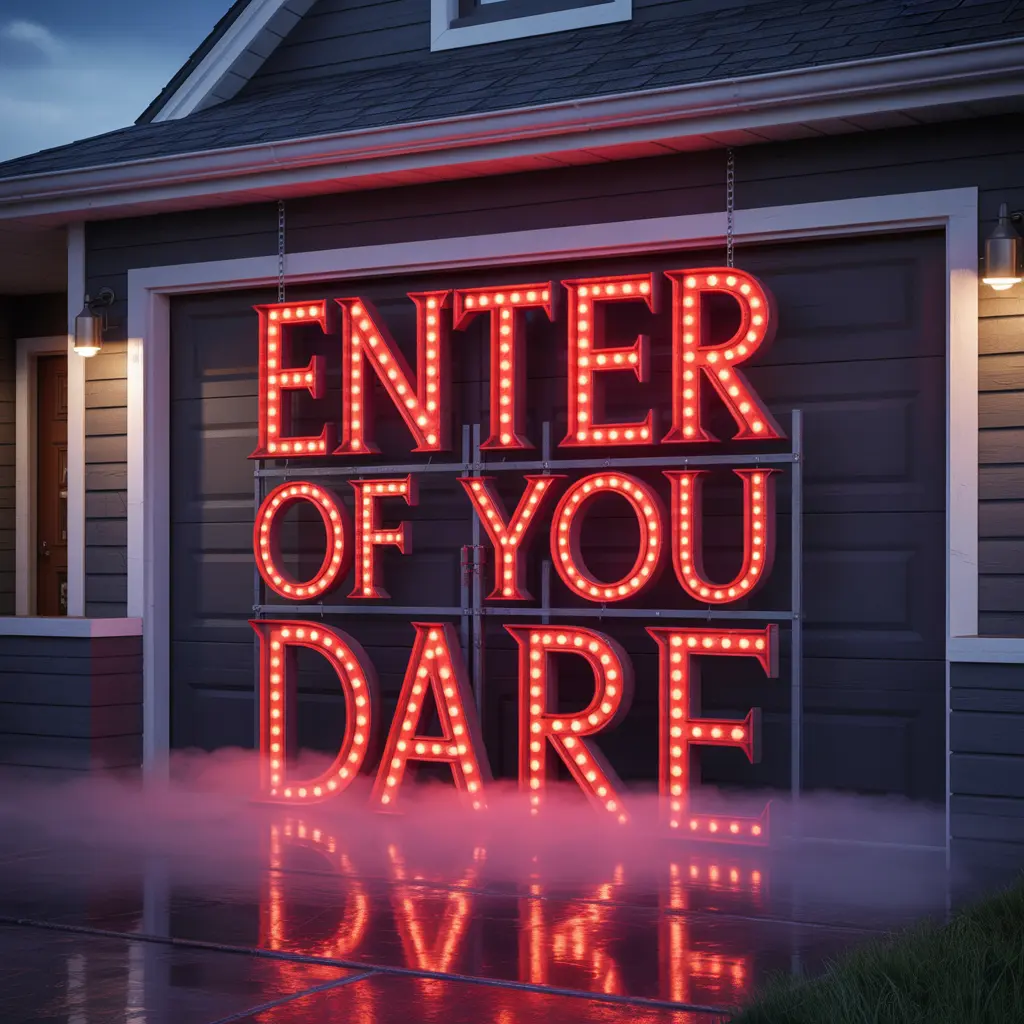 9. Enter If You Dare Sign with Red LED Backlighting