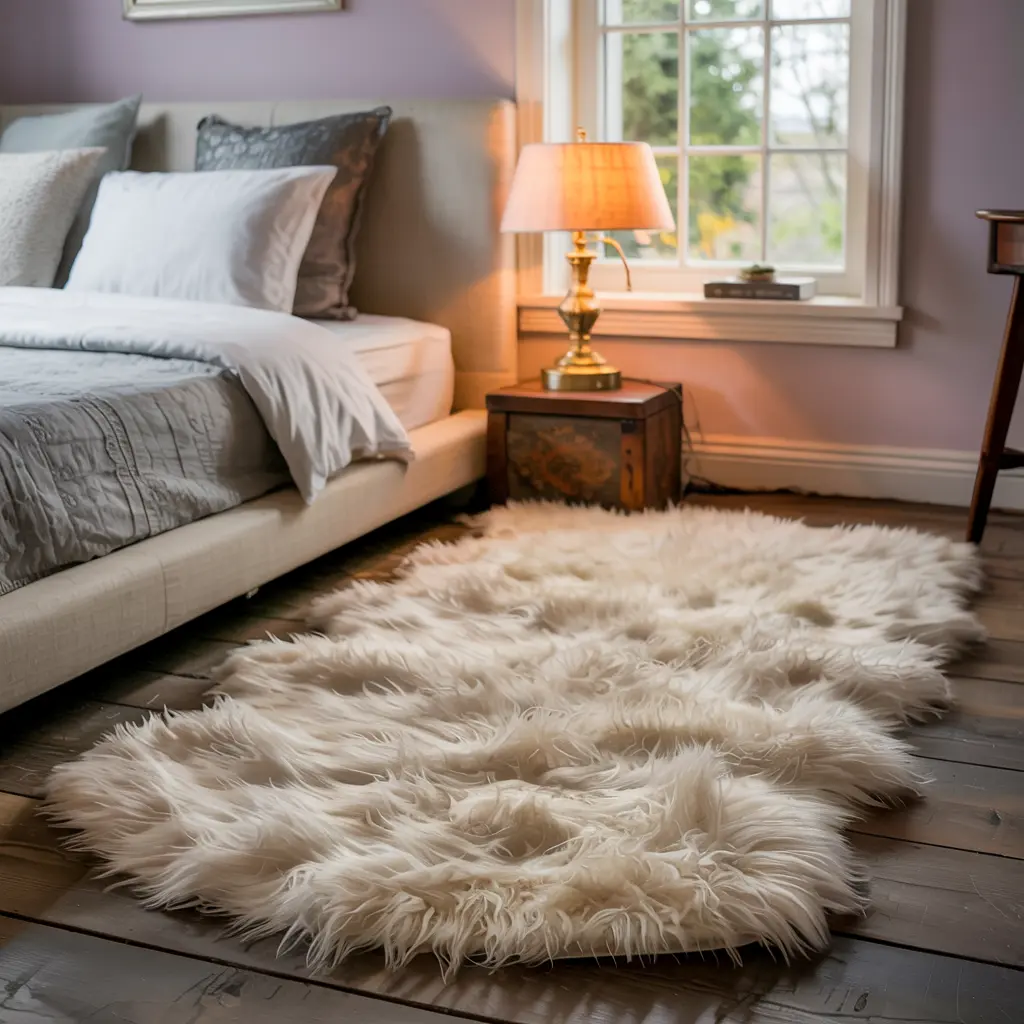 Cozy small bedroom designs with a faux fur rug