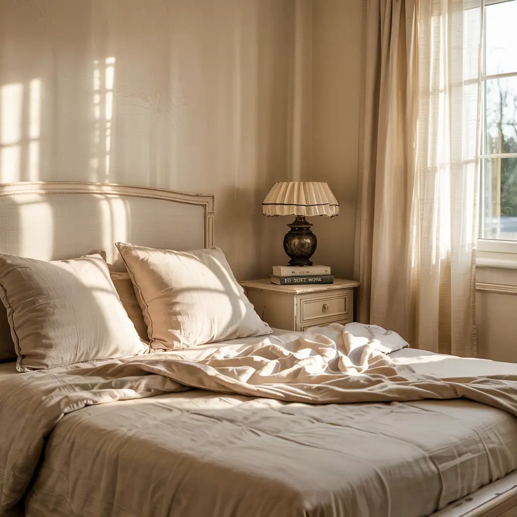Cozy small bedroom designs with a soft beige color scheme
