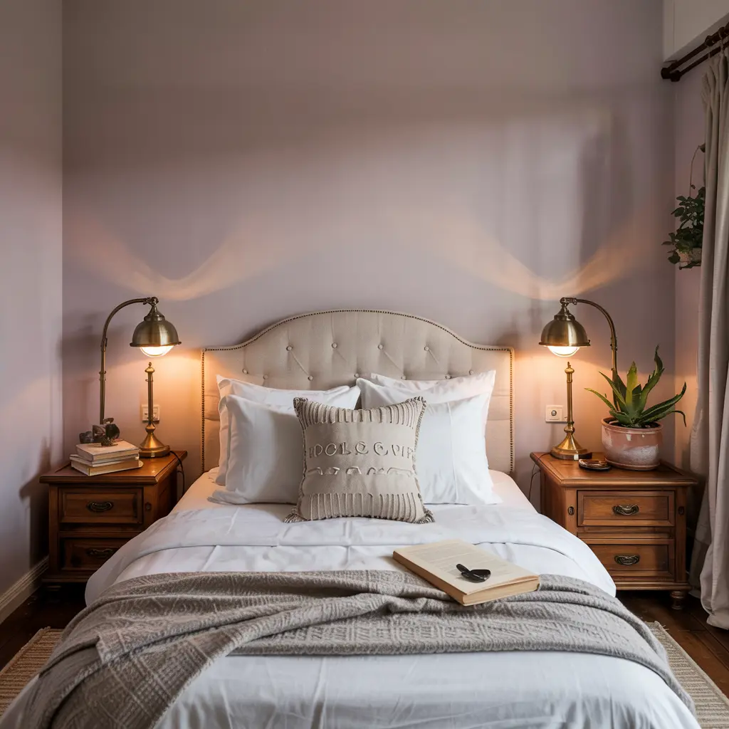 Cozy small bedroom designs with bedside lamps emitting warm light
