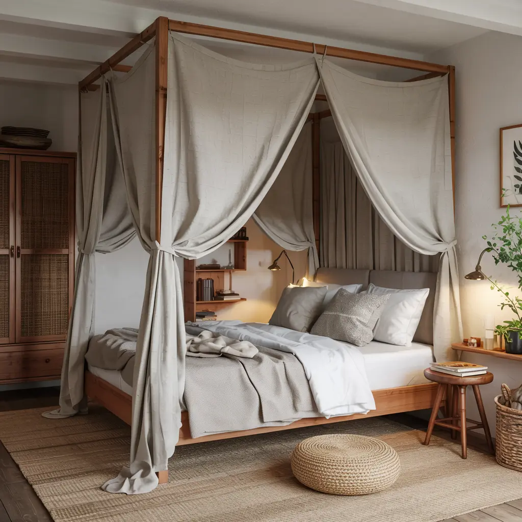 Cozy small bedroom designs with canopy bed frames