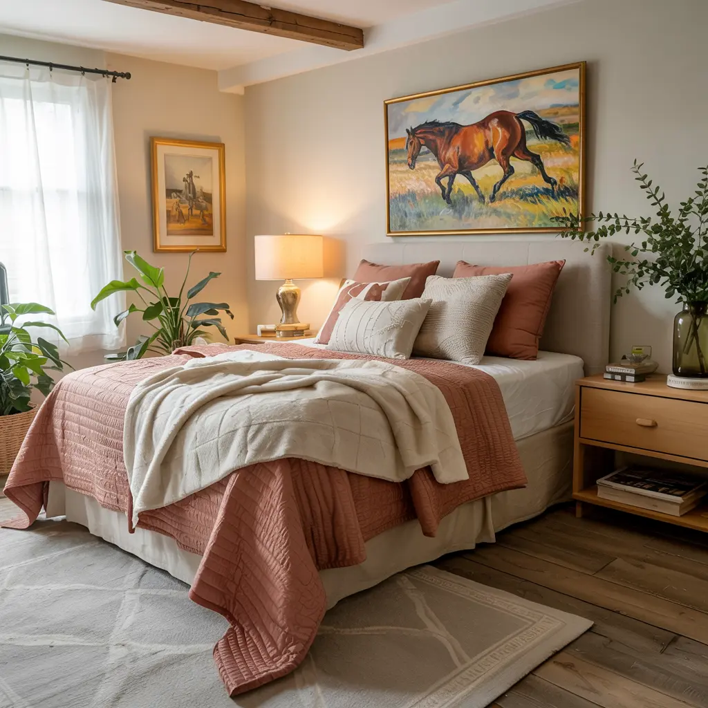 Cozy small bedroom designs with layered bedding and soft