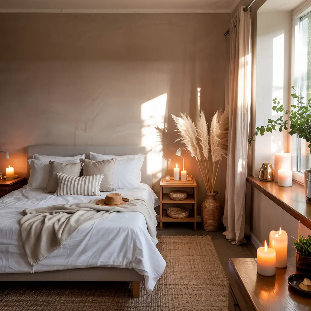 Cozy small bedroom designs with scented candles