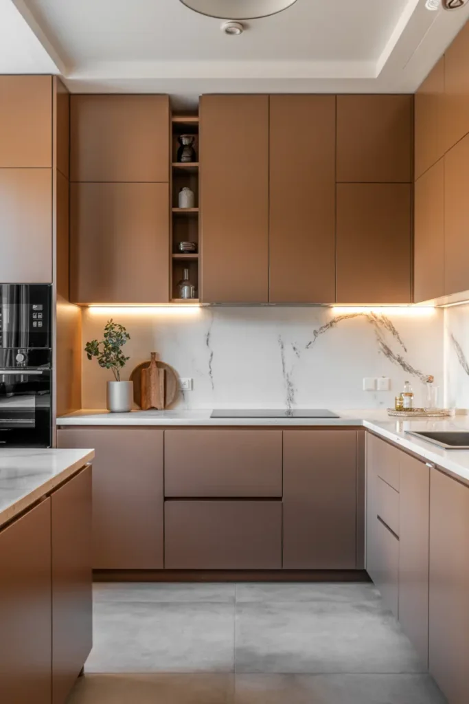 1. Modern Brown Kitchen Cabinets