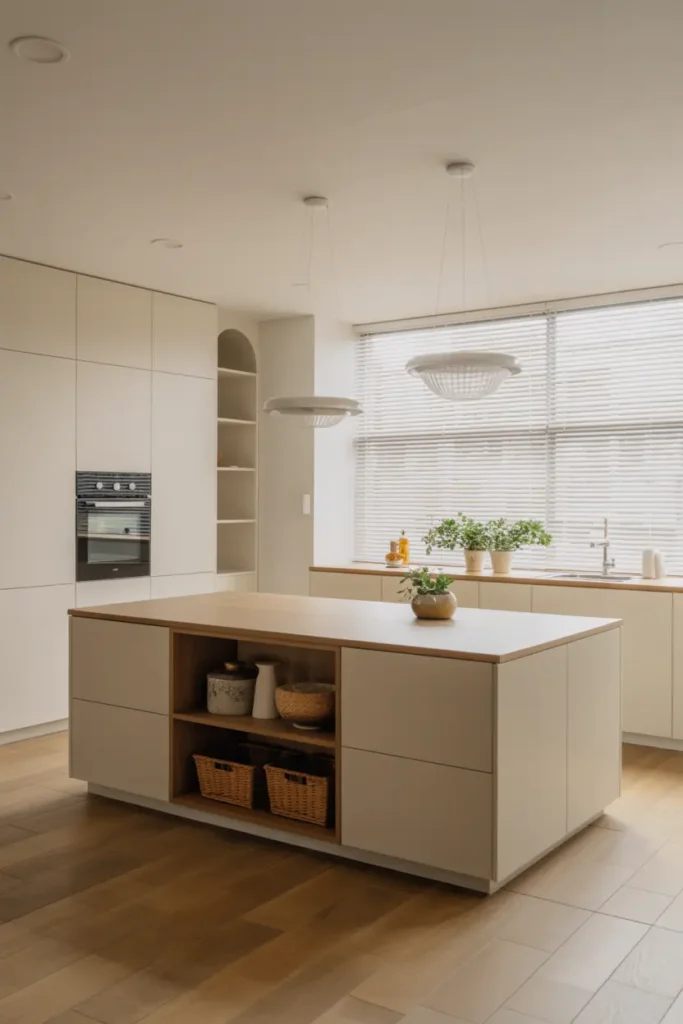 10. Minimalist Island with Hidden Storage