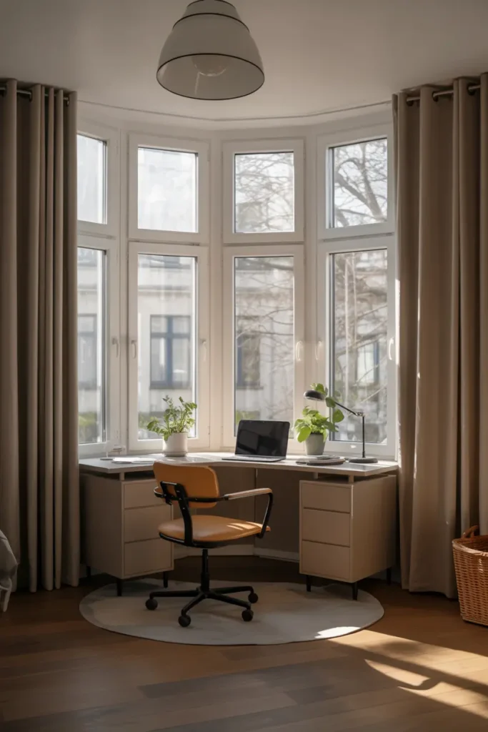 10. Natural Light Workspace with Large Windows