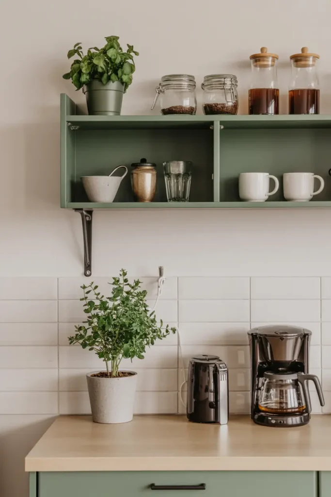 11. Coffee Station with Decorative Plants and Greenery