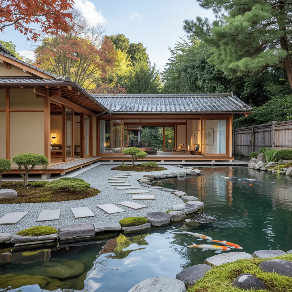 11. Japanese Home with Rock Garden and Koi Pond