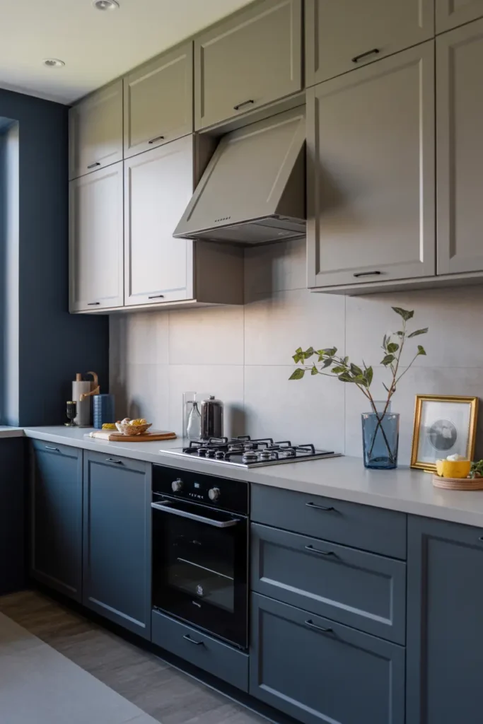11. Navy Blue and Grey Kitchen Combo