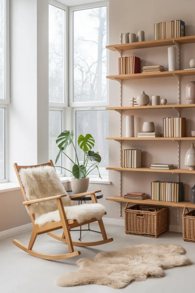 11. Scandinavian Inspired Reading Nook with Neutral Tones