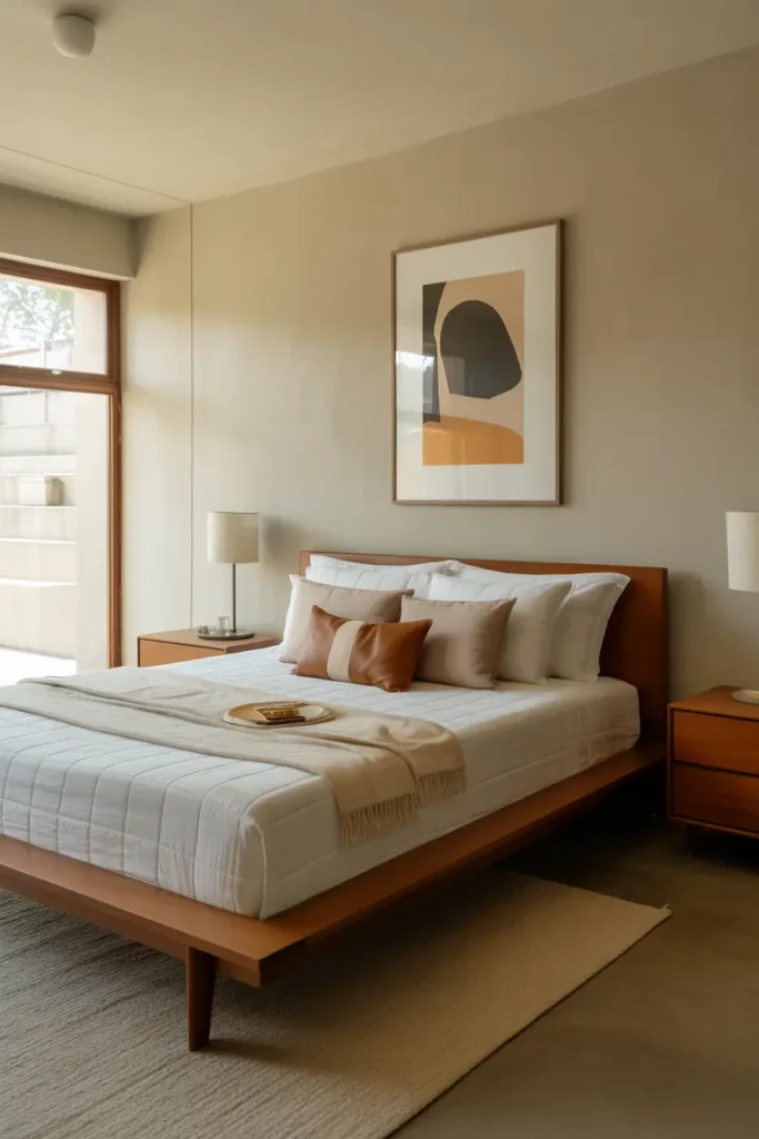 12. Low Profile Platform Bed with Wooden Frame