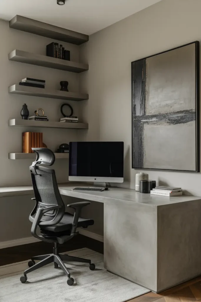 12. Modern Masculine Workspace with Concrete Elements