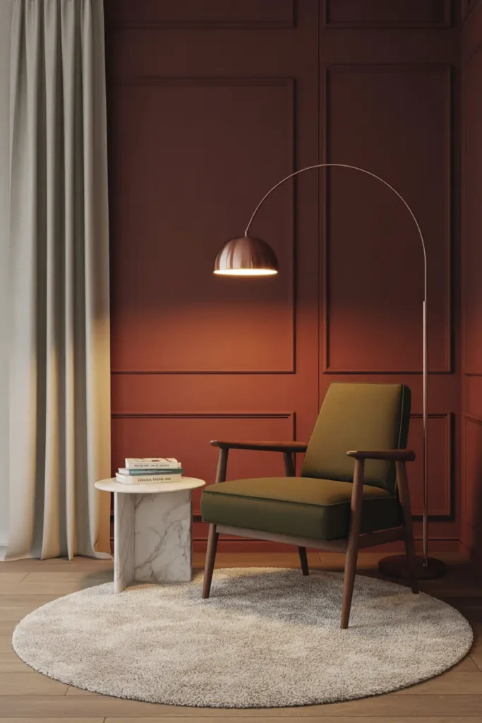 12. Reading Corner with a Soft Area Rug and Floor Lamp