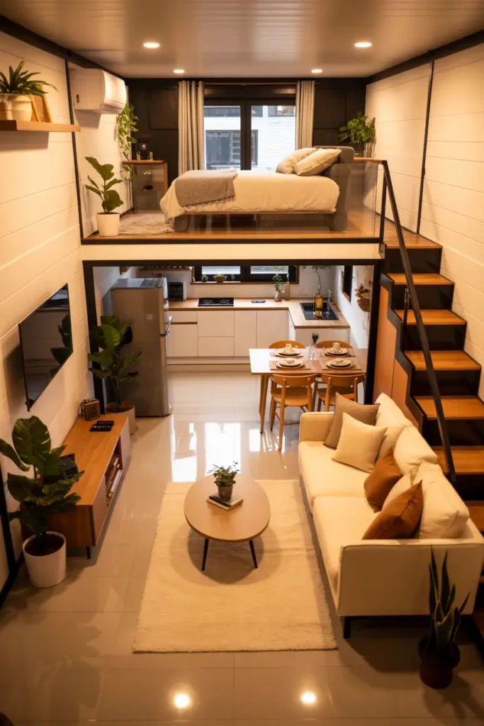 12. Tiny House with Multi Functional Furniture Pieces