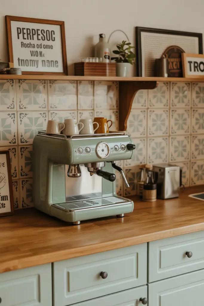 12. Vintage Coffee Bar Setup with Retro Accessories