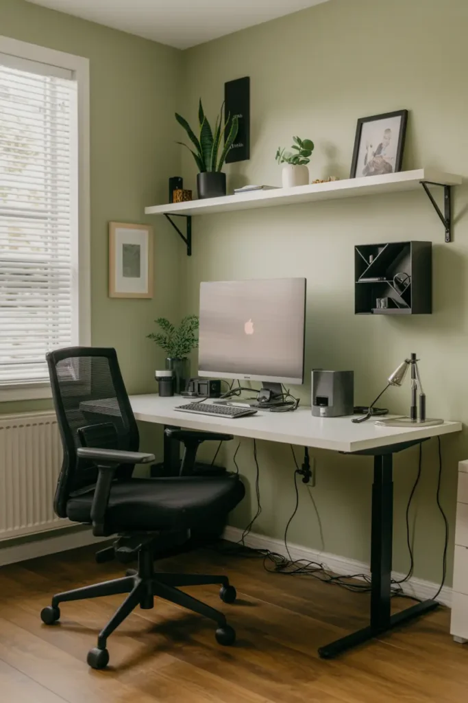 12. Workstation with Cable Management and Tech Accessories