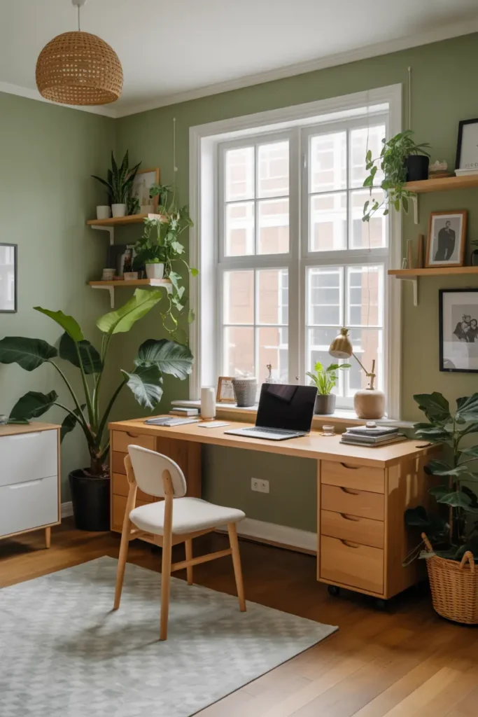 13. Home Office with Plants for a Biophilic Design