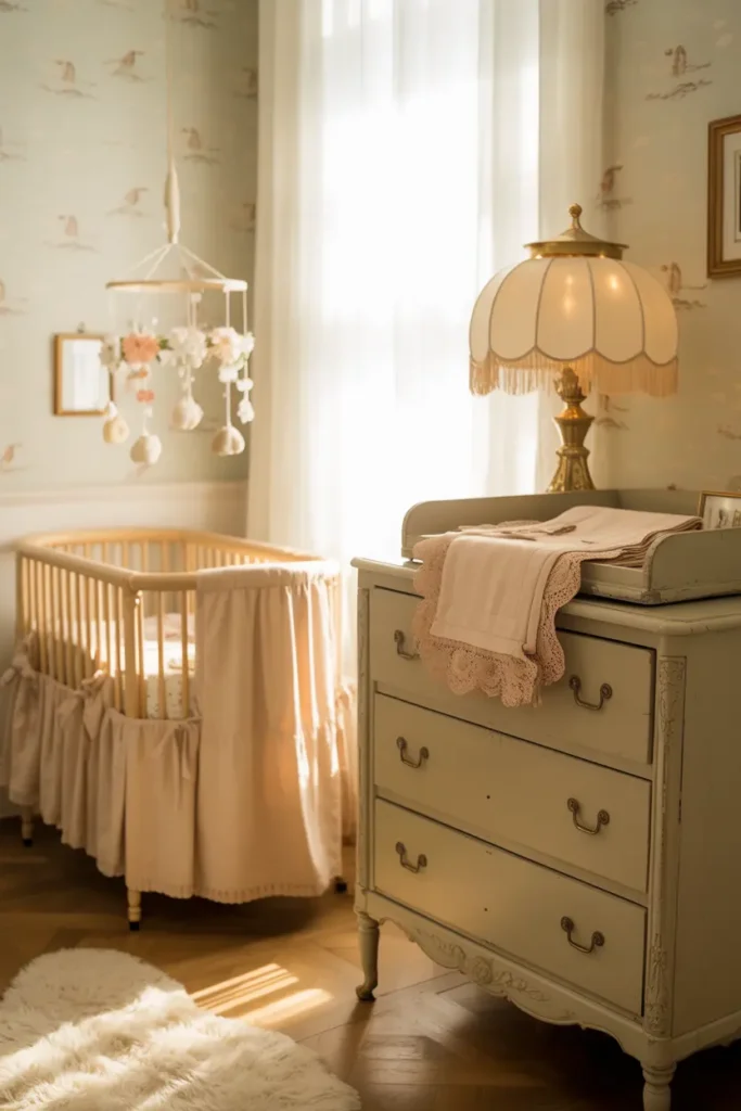 13. Vintage Nursery Decor with Antique Touches