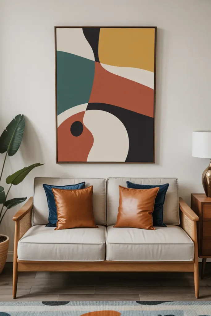 14. Abstract Wall Art with Bold Retro Colors