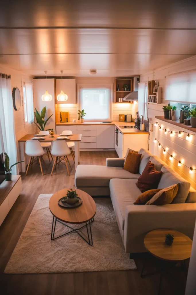 14. Tiny House with Open Kitchen and Dining Combo
