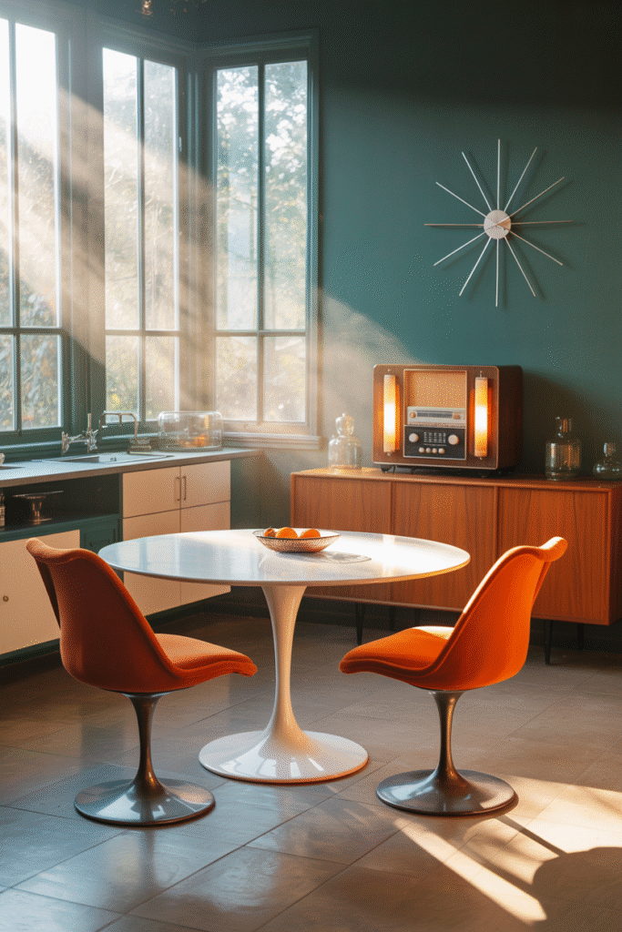 14. White Tulip Table for a Mid Century Modern Look
