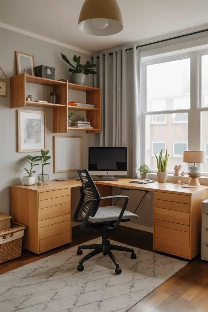15. Budget Friendly Home Office Using DIY Furniture
