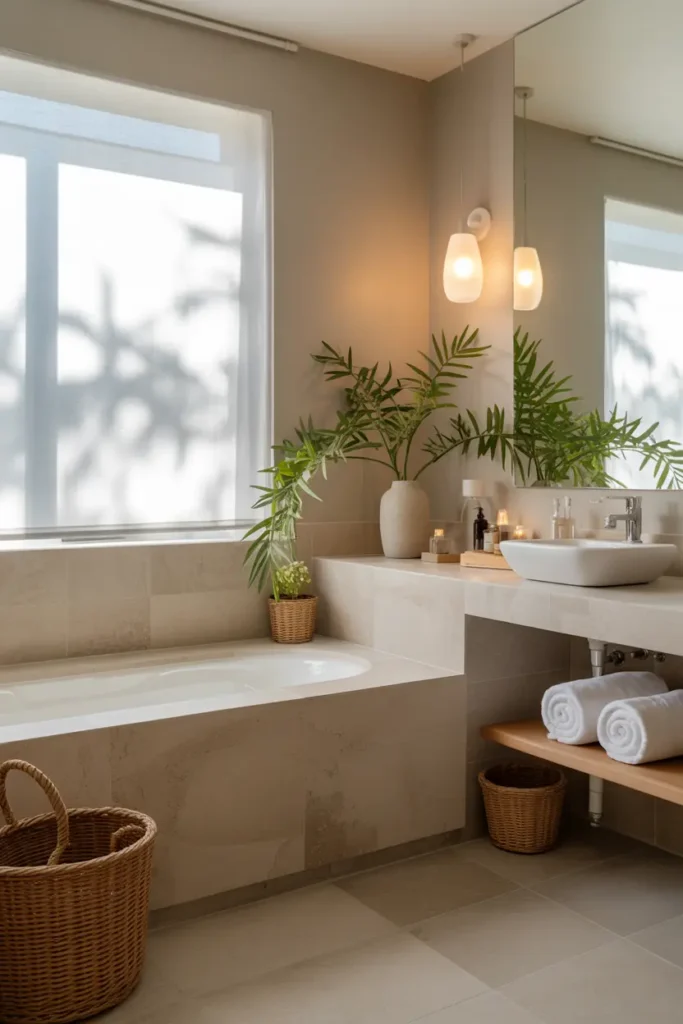 15. Create a Spa Inspired Bathroom with Neutral Tones