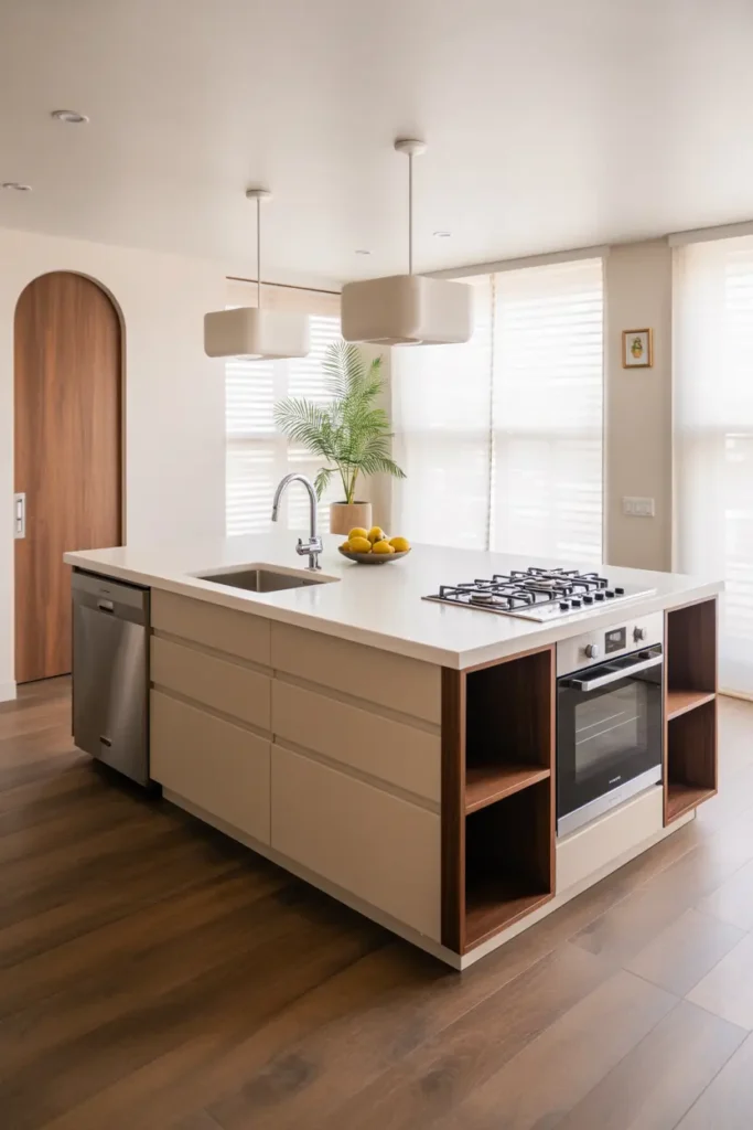 15. Kitchen Island with Built in Sink and Cooktop