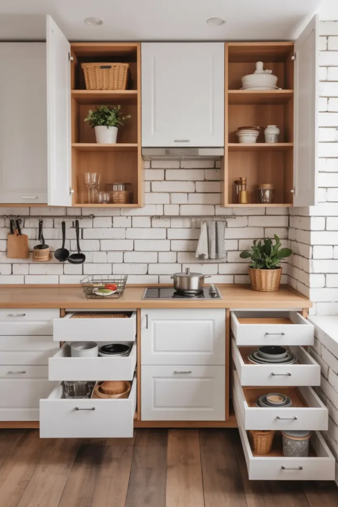 15. Small White Kitchen with Space Saving Storage