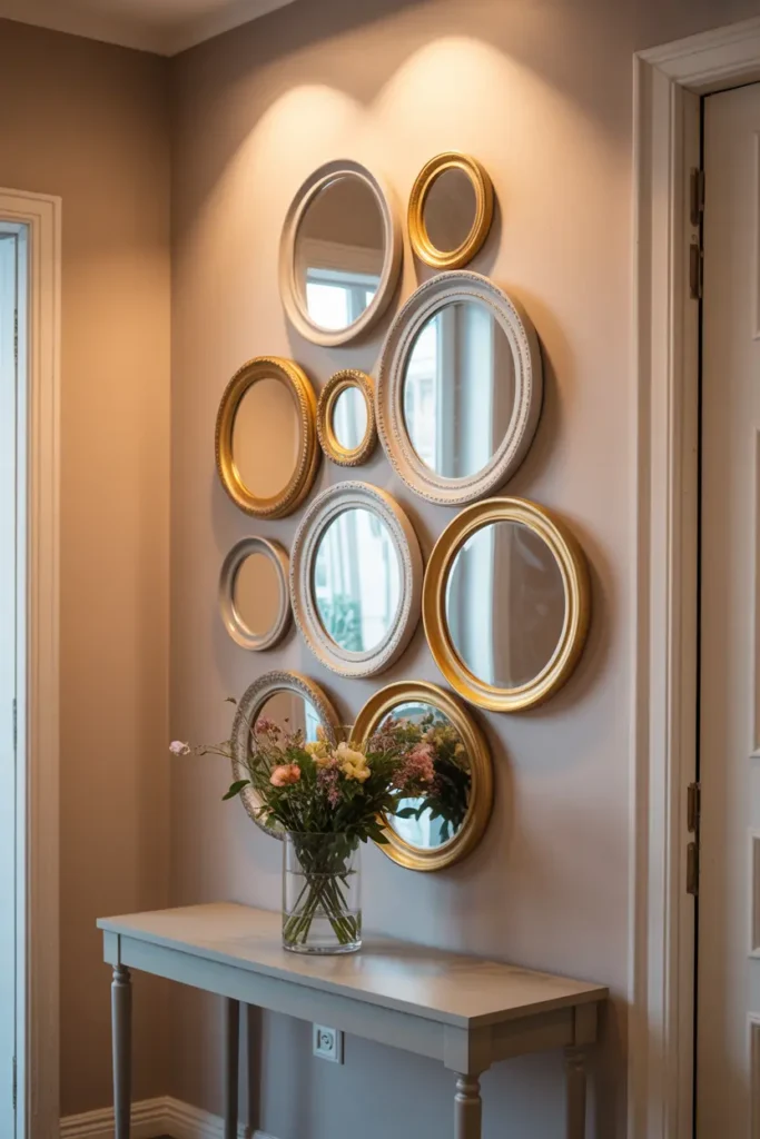 2. Creative Wall Arrangement with Mirrors