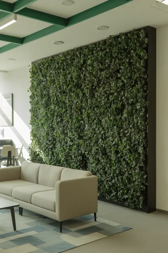 2. Faux Greenery Wall Panel for Easy Maintenance