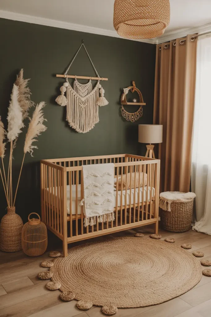 3. Boho Nursery Decor with Macrame and Natural Textures