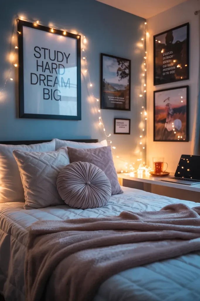 3. Cozy String Lights and Fairy Light Wall Decor
