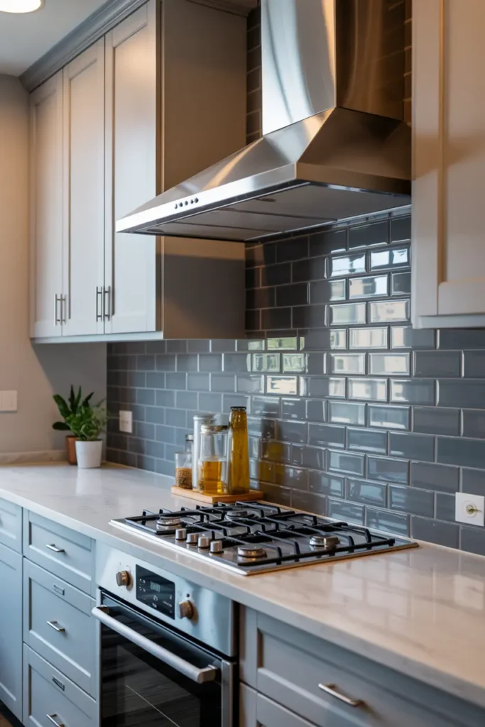 3. Gray Subway Tile Backsplash for a Classic Finish