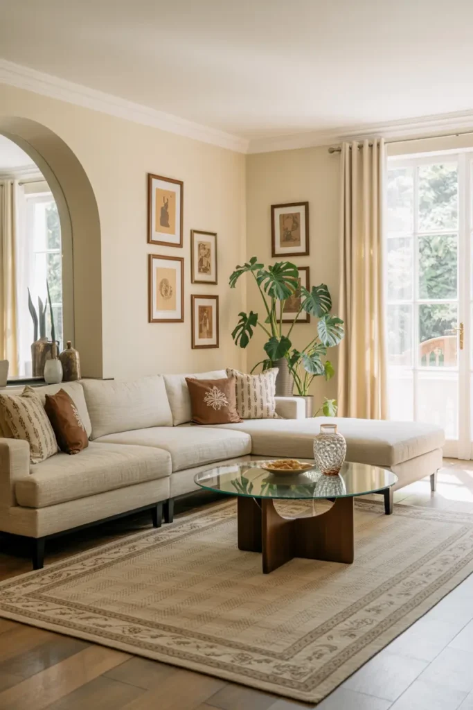 3. Minimalist Sofa with Clean Lines and Neutral Upholstery