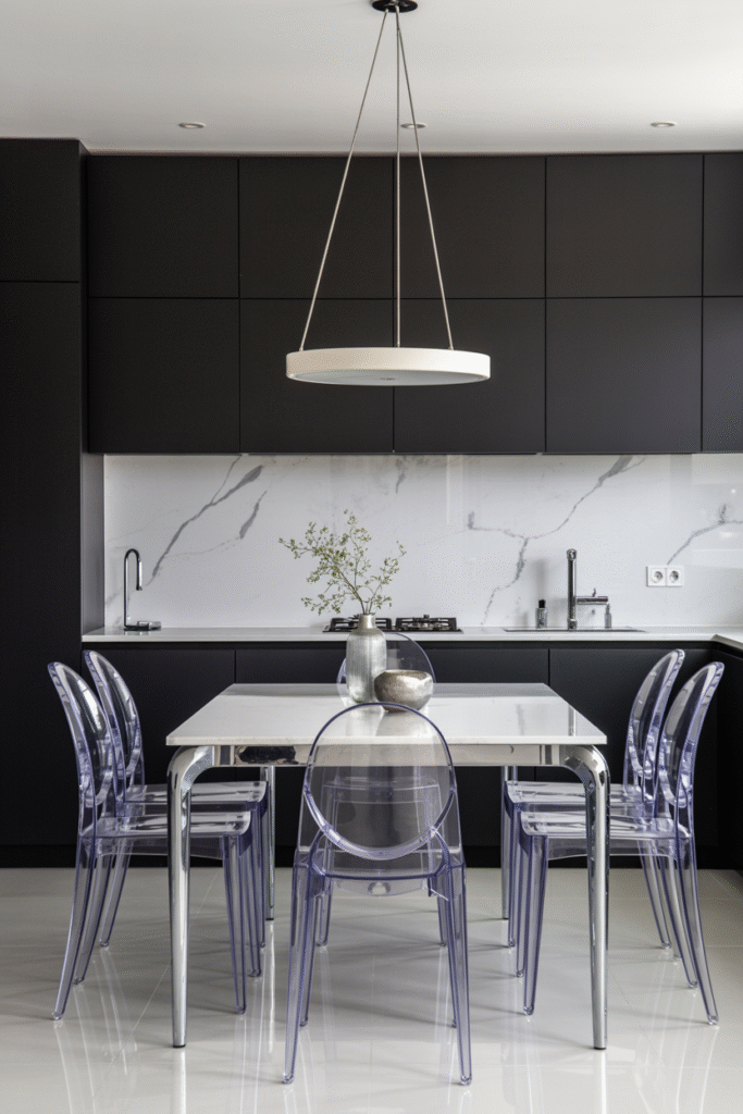 3. Modern White Gloss Table with Chrome Legs