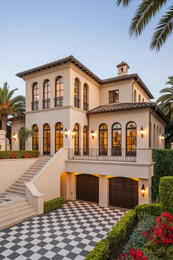 3. Two Story Tuscan Home with Arched Windows