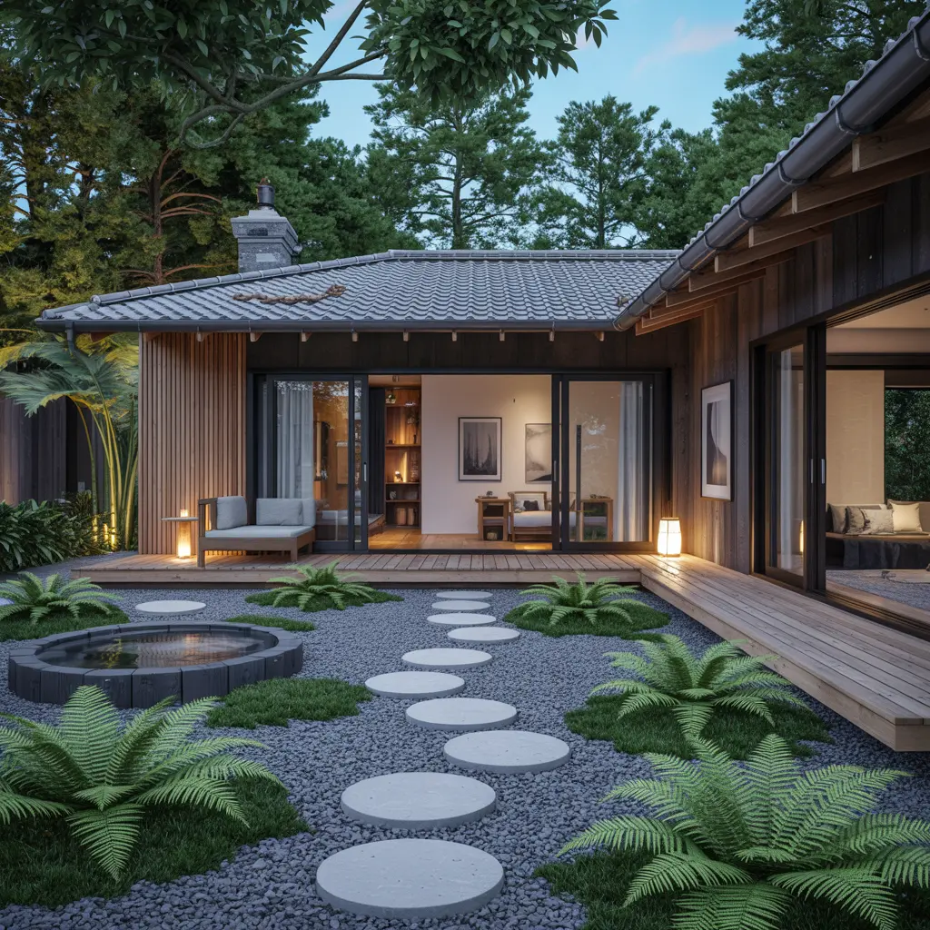 3. Zen Inspired Courtyard Garden with Stone Pathways