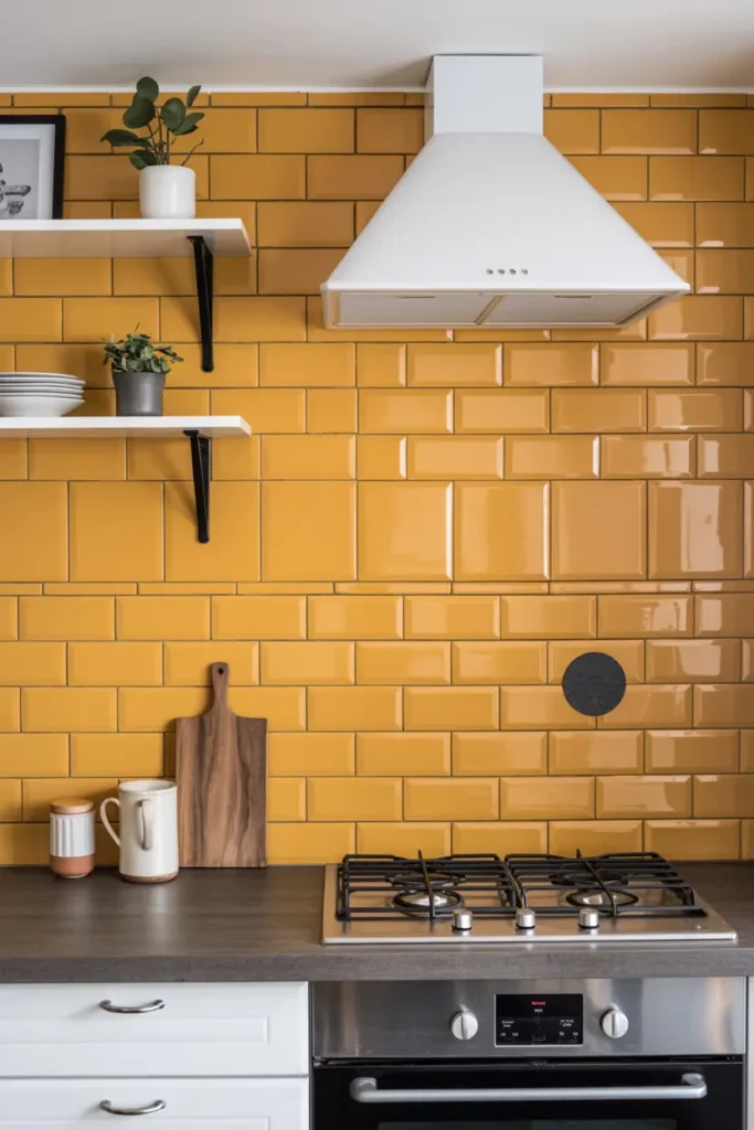 4. Mustard Yellow Backsplash Tile Ideas