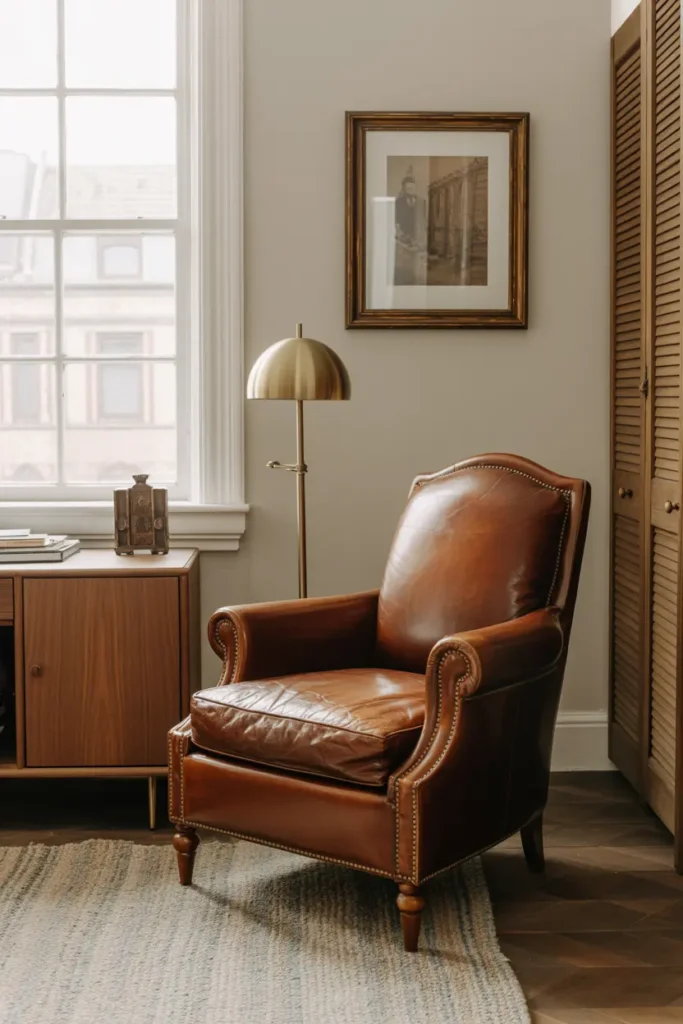 4. Rich Brown Leather Armchair for a Classic Look