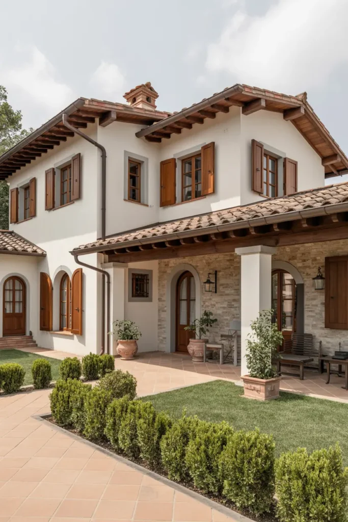 4. Tuscan Farmhouse Design with Courtyard and Garden