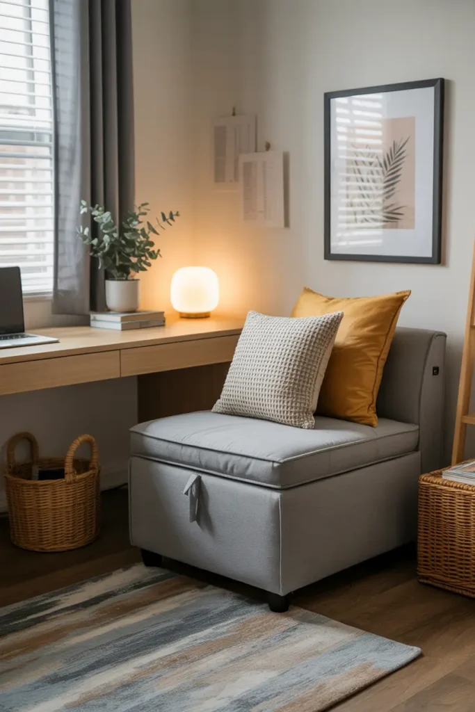 5. Multi Functional Storage Ottoman for Seating and Stash