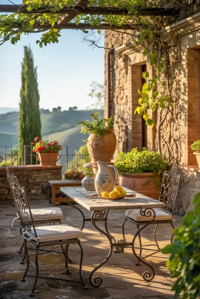 5. Open Air Tuscan Patio with Wrought Iron Furniture